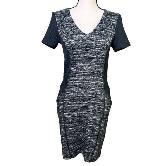 Dynamite size, small black and white tweed pencil skirt sleeve dress. - Picture 1 of 9